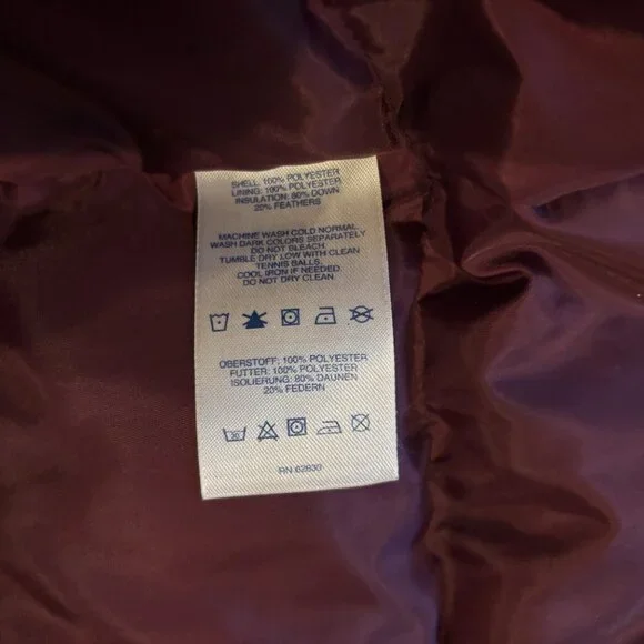 Lands End Women's Winter Long Jacket, L 14-16, Puffy Shell, Maroon - Picture 11 of 12